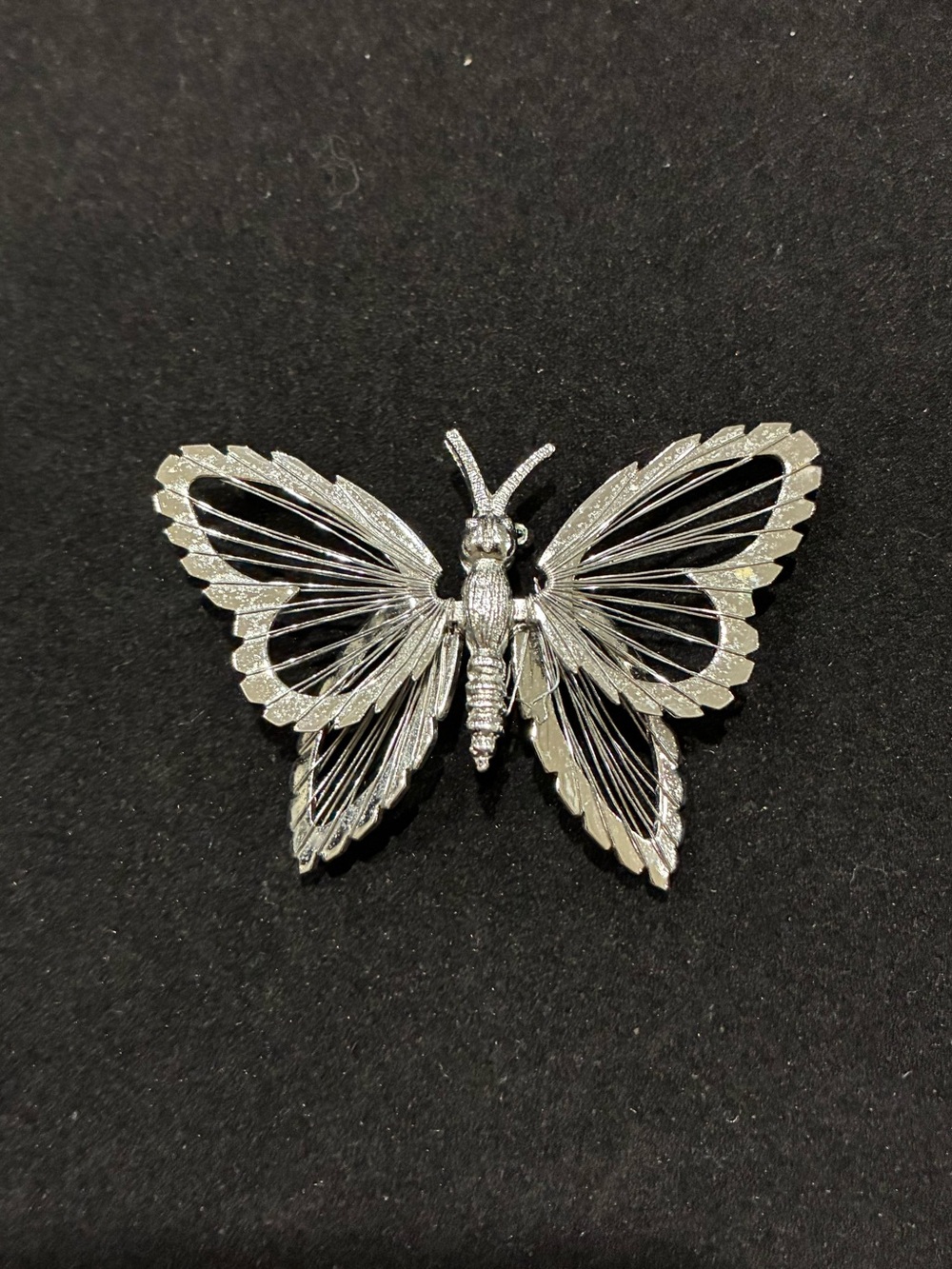 Vintage Monet Silver Wire Wing Butterfly Brooch